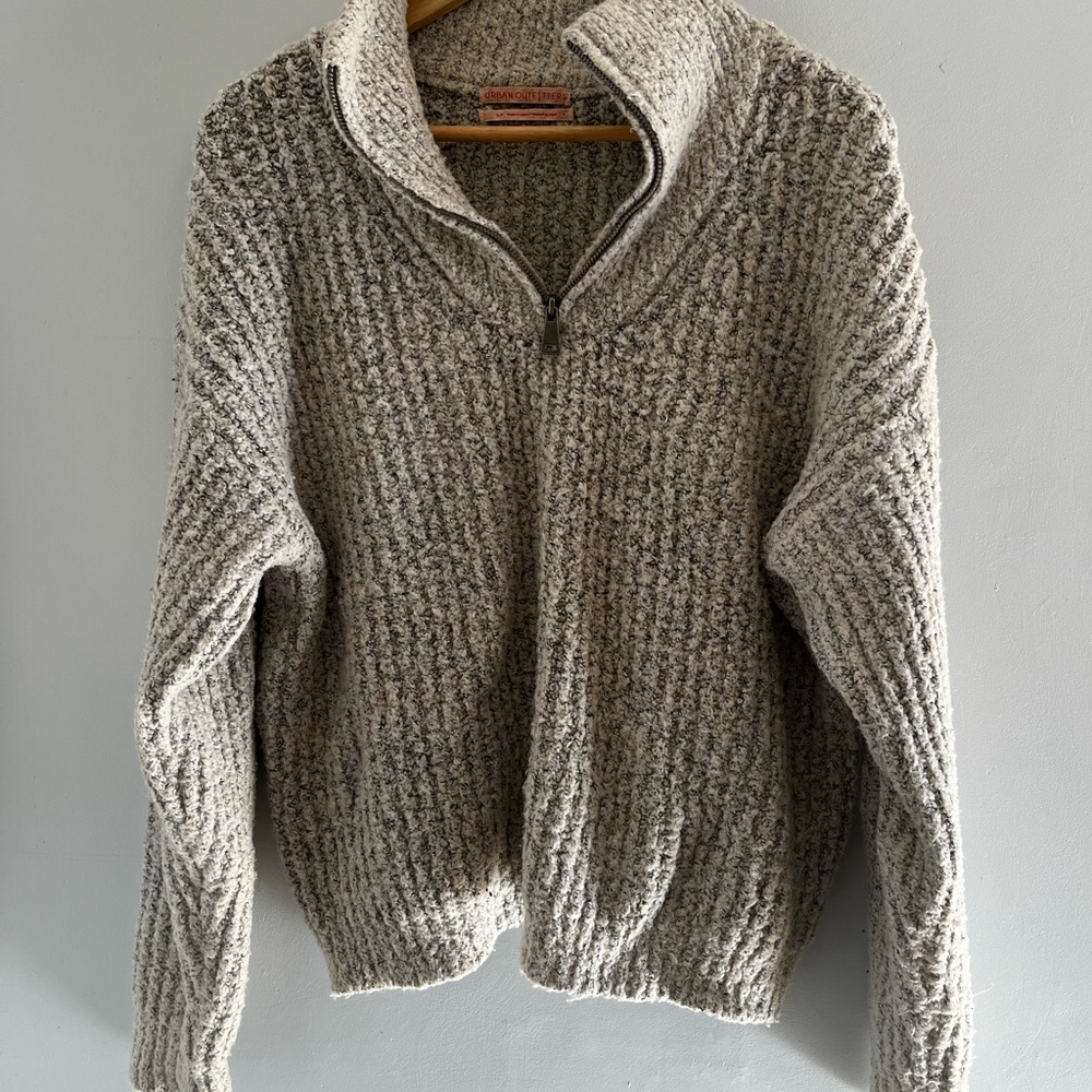 Urban Outfitters Gray Zip Up Sweater with High Collar